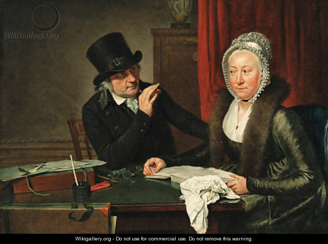 A lady and gentleman conversing at table - Wybrand Hendriks