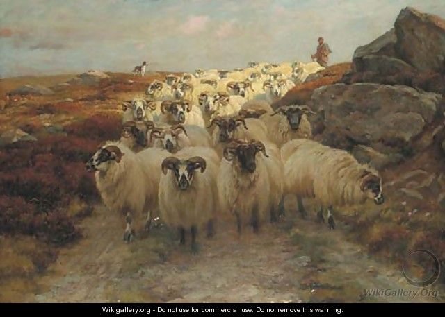 A shepherd with his flock - Wright Barker