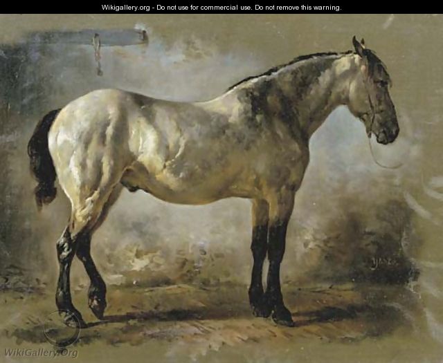 Yanko in the stable a white horse - Wouterus Verschuur