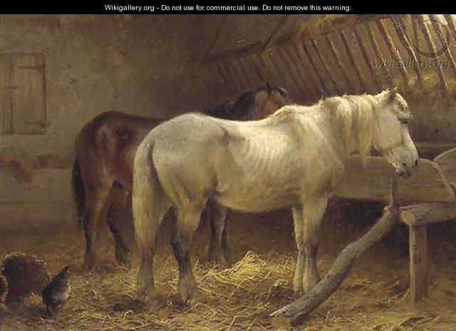 Horses in a stable 3 - Wouterus Verschuur