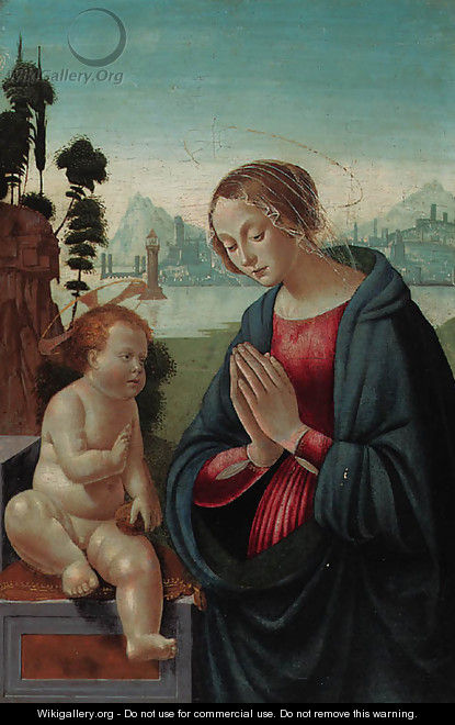 The Madonna adoring the Child - (after) Domenico Ghirlandaio
