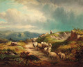 Sheep on a mountain track - William R. Stone