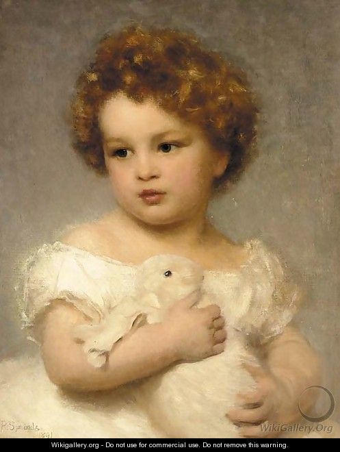 A young girl with her pet rabbit - William Robert Symonds