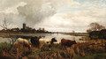 Cattle in a water meadow - William Sidney Cooper