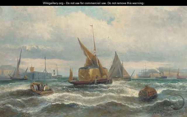 Hay barges and other shipping in the harbour - William A. Thornley or Thornbery