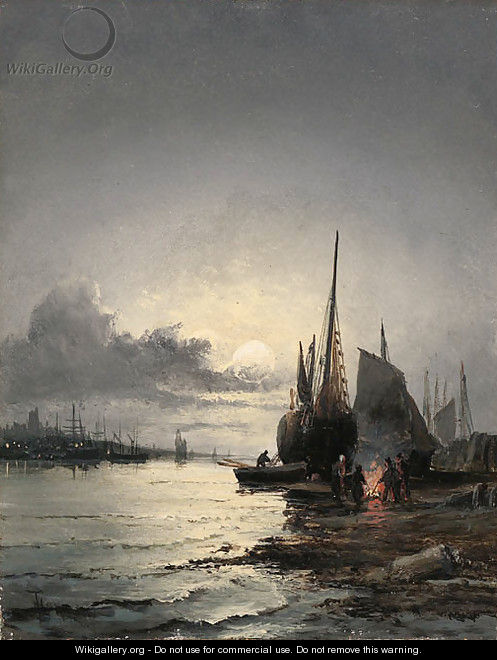 A Port at night and day - William A. Thornley or Thornbery