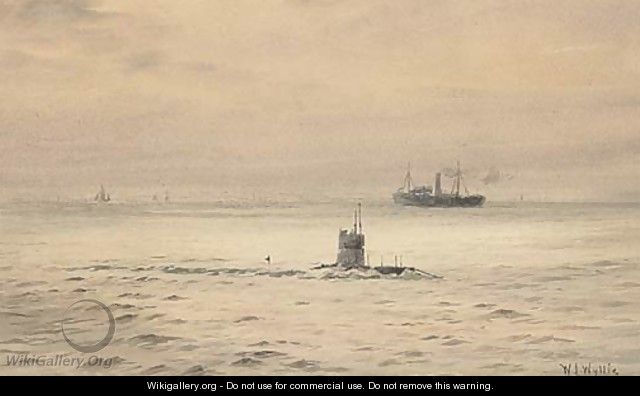 The submarine H.M.S. P48 on patrol - William Lionel Wyllie