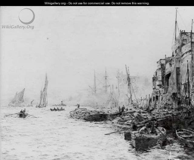 Barges at Woolwich Reach - William Lionel Wyllie