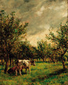 Cattle resting in an orchard - Mark Fisher
