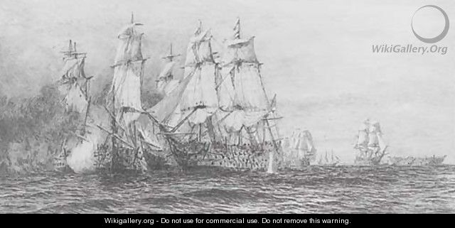 Two views of the battle of Trafalgar (one illustrated) - William Lionel Wyllie