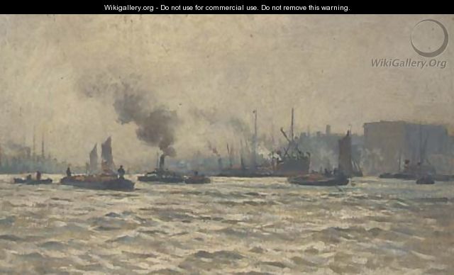 Tugs and other shipping on the Thames - William Lionel Wyllie