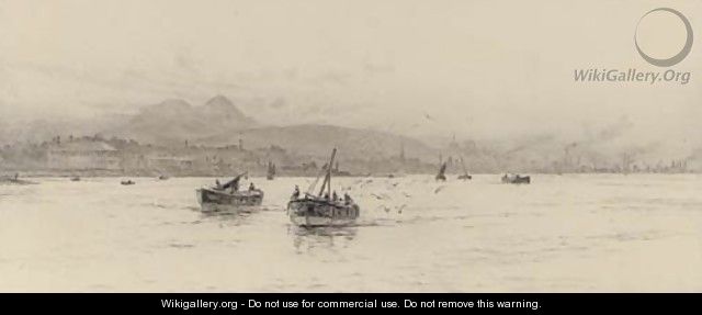 Traffic on the river, thought to be the Forth - William Lionel Wyllie