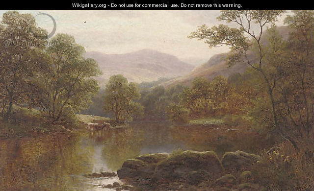 Cattle watering on the Conway, North Wales - William Mellor