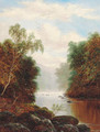 A tranquil wooded river landscape - William Mellor