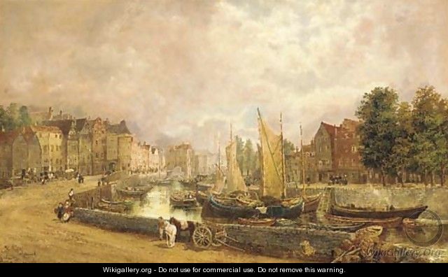 Figures in a Dutch town - William Howard Hart