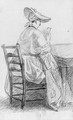 A lady seated on a ladder-backed chair, reading a letter - William Hoare Of Bath