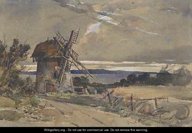 A windmill in an extensive landscape - William James Muller