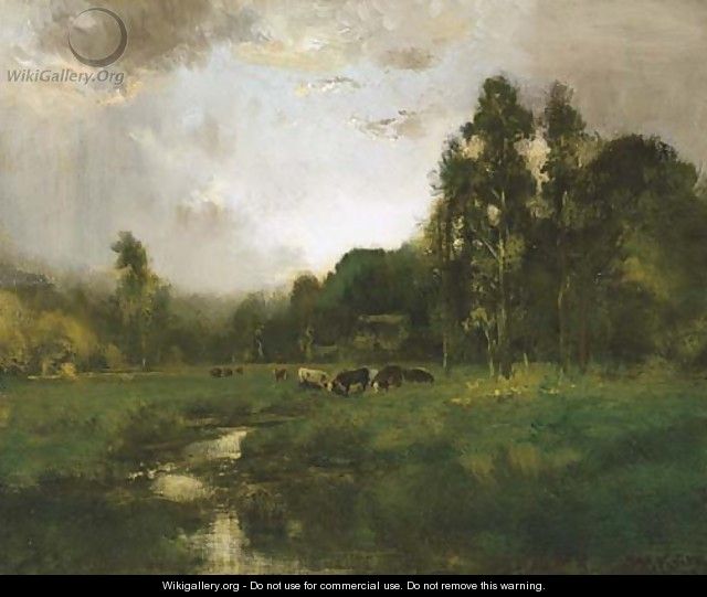 Cows Grazing in a Meadow - William Keith