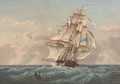 A Royal Naval two-decker heaving-to to pick up a man overboard - William Joy