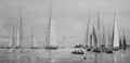 8-meters racing in light airs off Cowes - William Lionel Wyllie