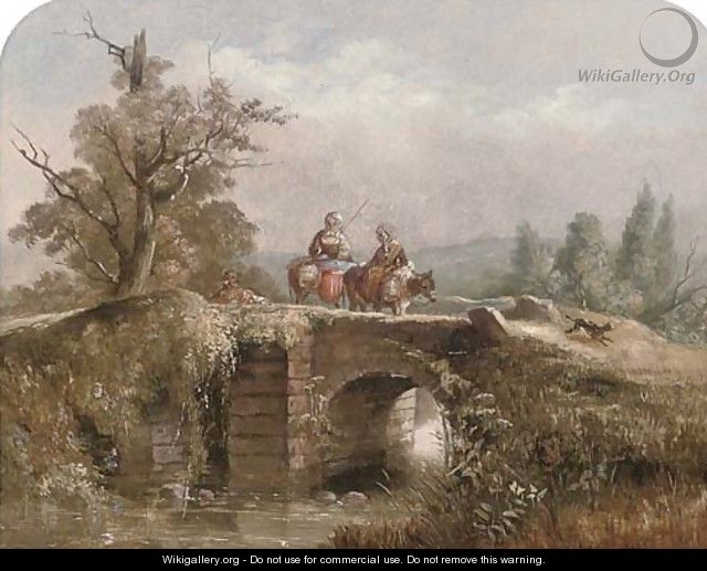 Figures crossing a bridge - William Linton