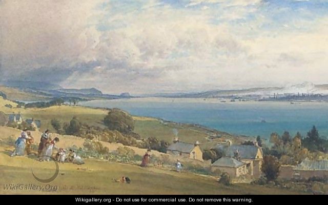 Greenock from Kilcreggan with Dumbarton Rock in the distance - William Leighton Leitch