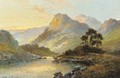 Cattle watering at dusk in a highland landscape - William Langley