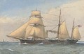 H.M.S Avon off the Eddystone lighthouse, under sail and steam - William Frederick Mitchell