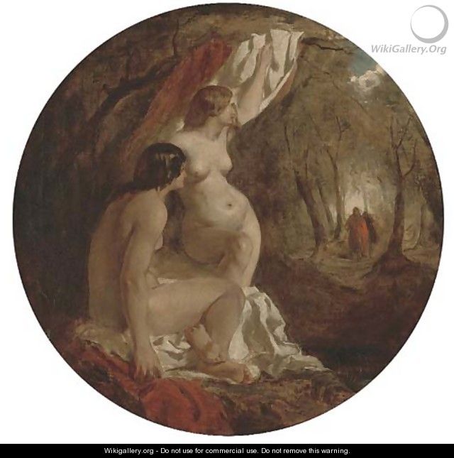 Two female nudes in a wood - William Etty