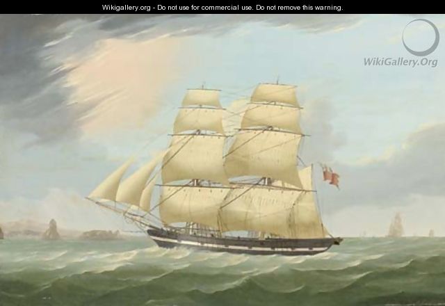The snow Mary running past an offshore island under full sail - William Hull