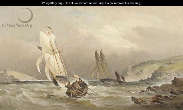 Racing cutters running into the estuary at Dartmouth - William Gibbons