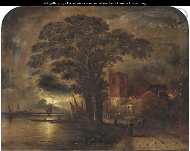 Chelsea Old Church at moonlight - William Henry Crome