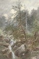An angler by a waterfall - William Henry Pike