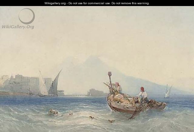 Fishermen dragging in their nets in the Bay of Naples - William Callow