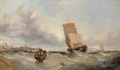 A Boulogne lugger caught in a swell off a French Channel port - William Calcott Knell