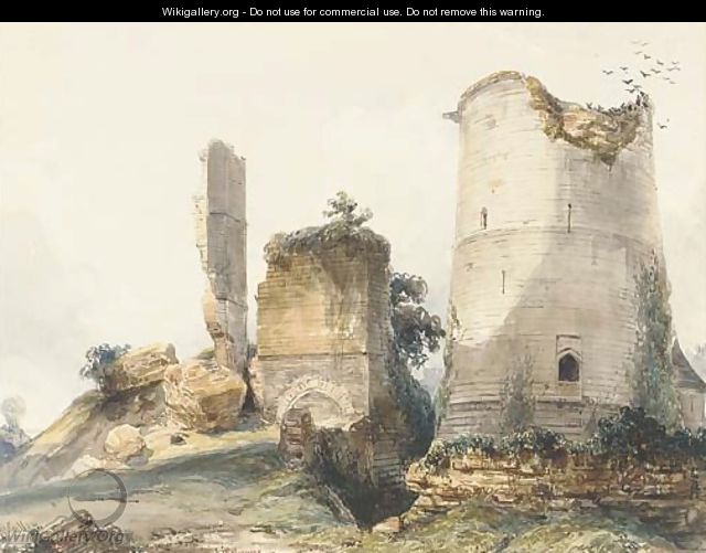 A ruined tower at Lillebonne - William Callow