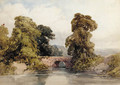 A river landscape with a bridge - William Callow