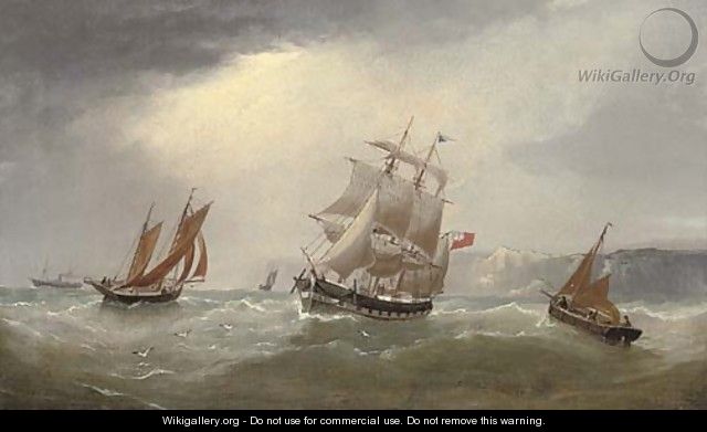 A merchantman amongst fishing smacks in the Channel - William Daniel Penny