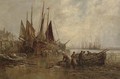 The Peel fishing fleet unloading at low tide - William Edward Webb