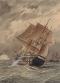 A Royal Naval two-decker heeling in the breeze - William Edward Atkins