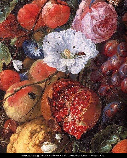 Festoon of Fruit and Flowers (detail) 1660 - Jan Davidsz. De Heem