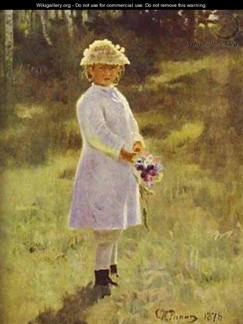 Girl With Flowers Daughter Of The Artist 1878 - Ilya Efimovich Efimovich Repin