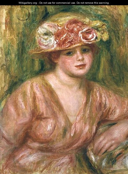The Rose Hat or Portrait of Lady Hessling - Pierre Auguste Renoir