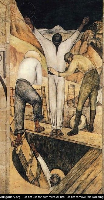 Political Vision of the Mexican People Exit from the Mine 1923 - Diego Rivera
