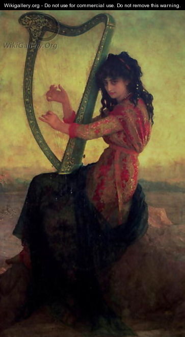 Muse Playing the Harp 2 - Antoine Auguste Ernest Hebert