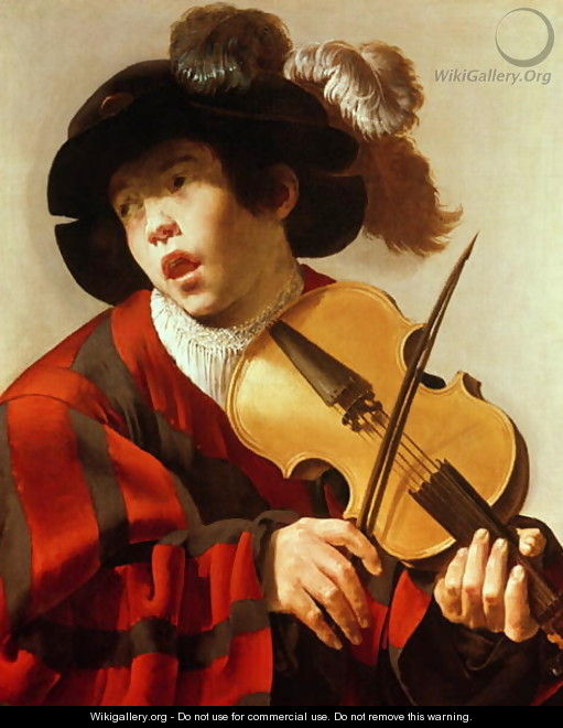 Boy Playing Stringed Instrument and Singing 1627 - Hendrick Terbrugghen