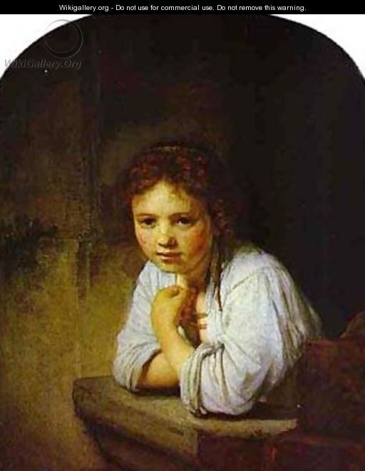 A Young Girl Leaning On A Window Sill 1645 - Harmenszoon van Rijn Rembrandt