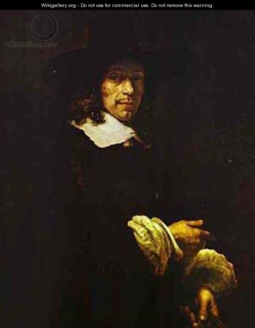 Portrait Of A Gentleman With A Tall Hat And Gloves 1660 - Harmenszoon van Rijn Rembrandt
