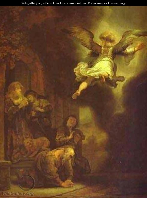 The Archangel Leaving The Family Of Tobias 1637 - Harmenszoon van Rijn Rembrandt