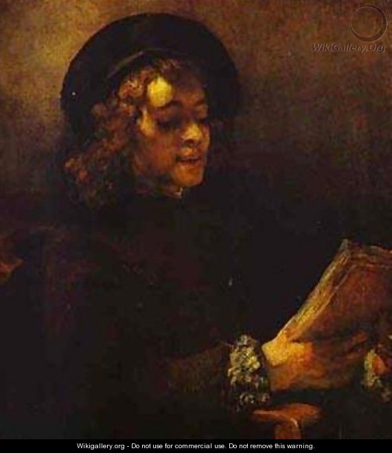 Portrait Of Titus Reading 1656-57 - Harmenszoon van Rijn Rembrandt